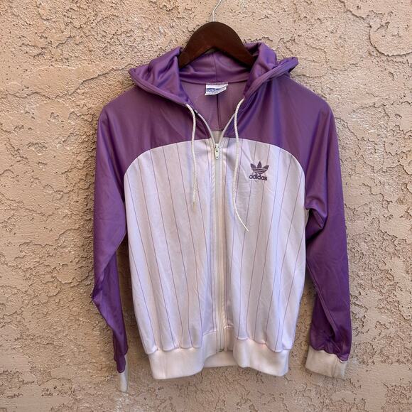 Vintage Adidas Lavender White Zip Hoodie Jacket Womens Size Medium - Picture 1 of 4